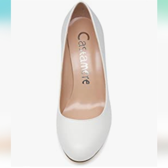 NWT Castamere High Heels Round Toe Pump in PU White - Picture 4 of 12